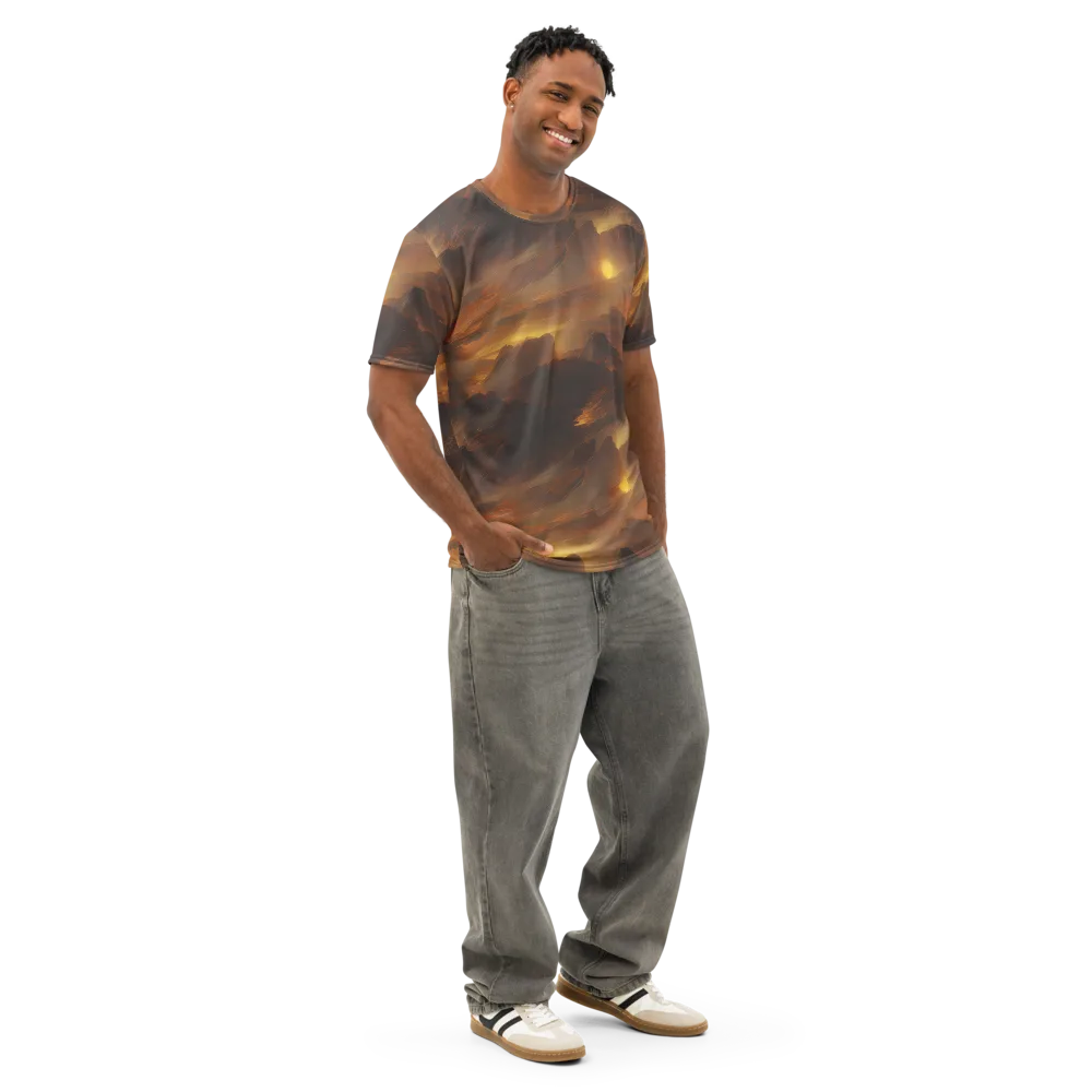 Sunset Shores on Men's Cotton Crew Neck T-Shirt — Right Front