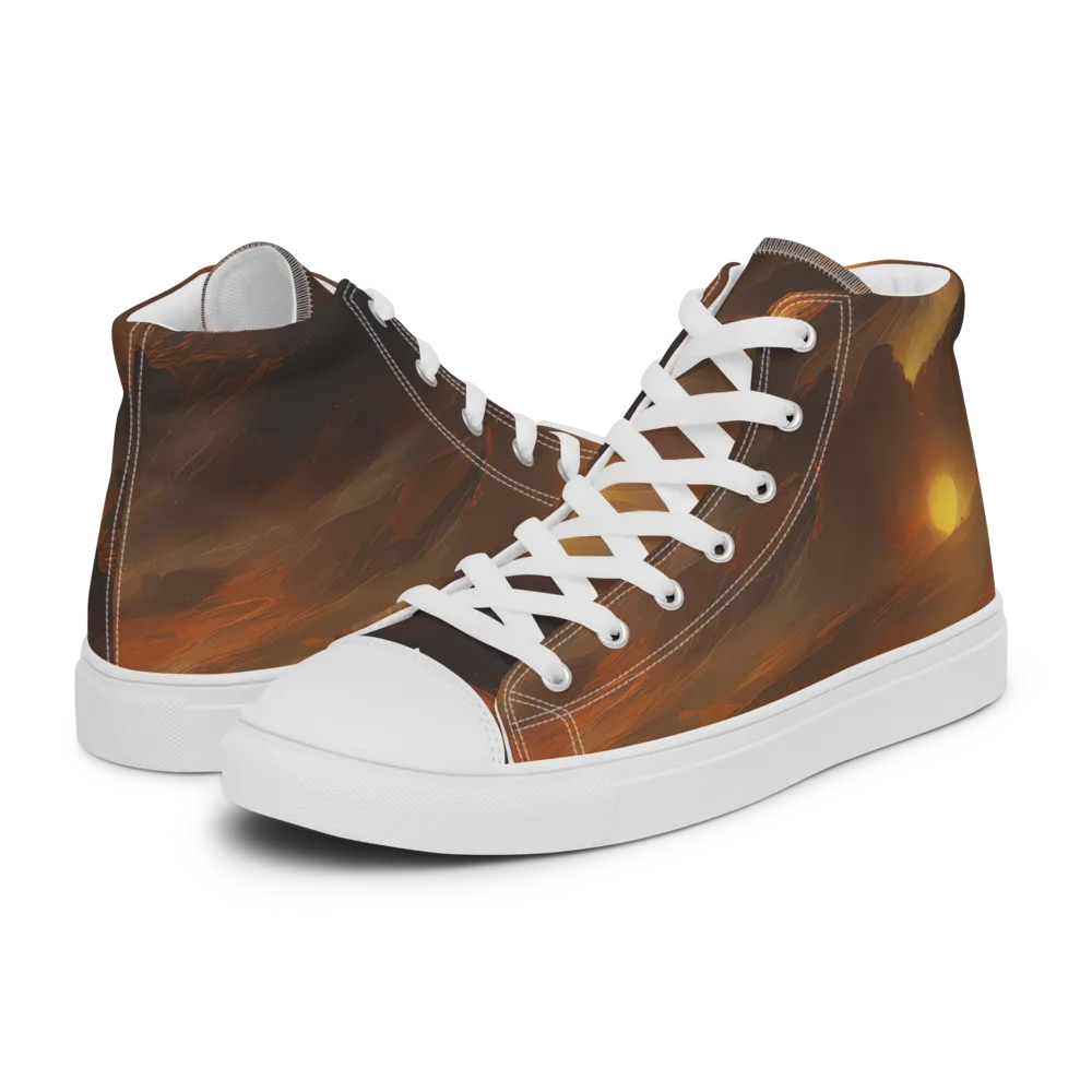 Sunset Shores on Men's High Top Canvas Shoes — Left