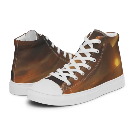 Sunset Shores on a Men's High Top Canvas Shoes