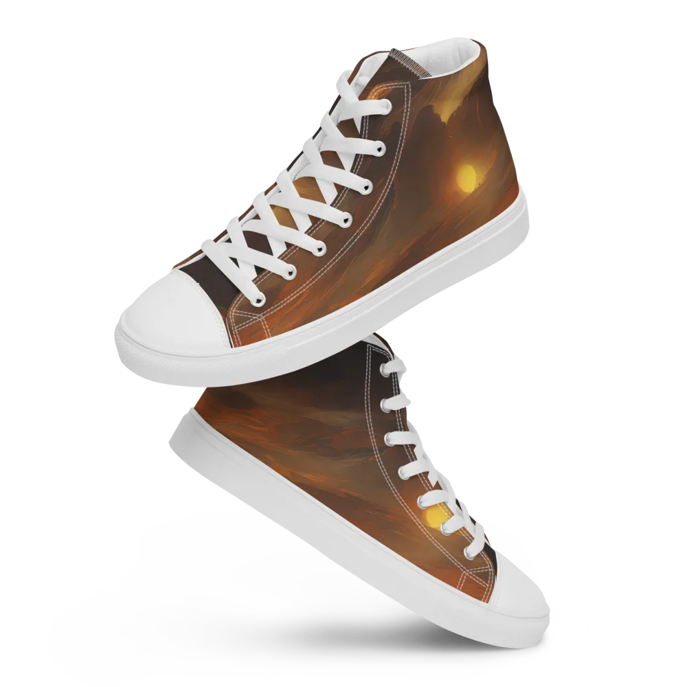 Sunset Shores on Men's High Top Canvas Shoes — Front