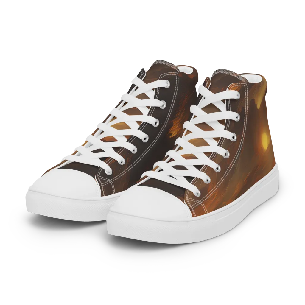Sunset Shores on Women's High Top Canvas Shoes — Left Front
