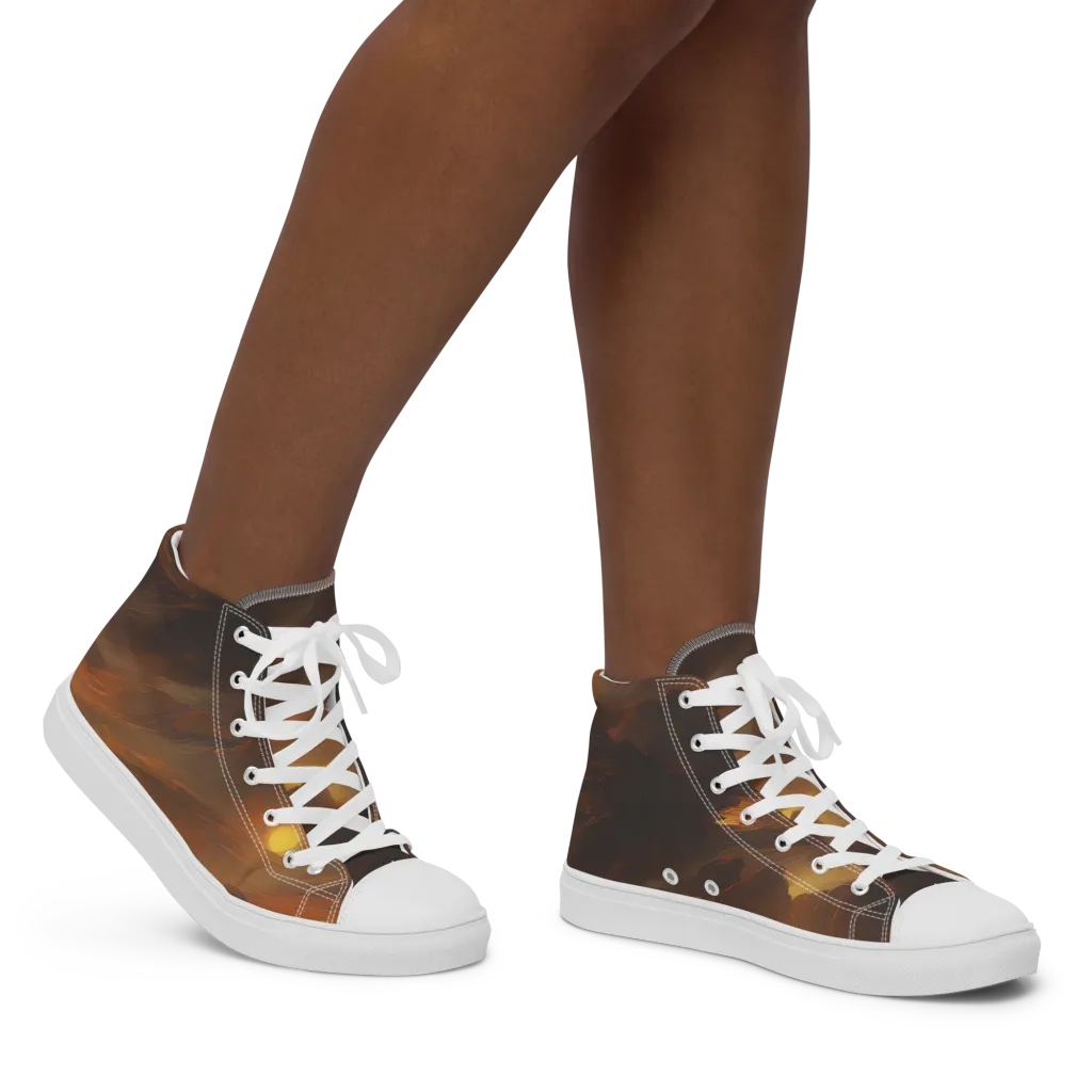 Sunset Shores on Women's High Top Canvas Shoes — Right