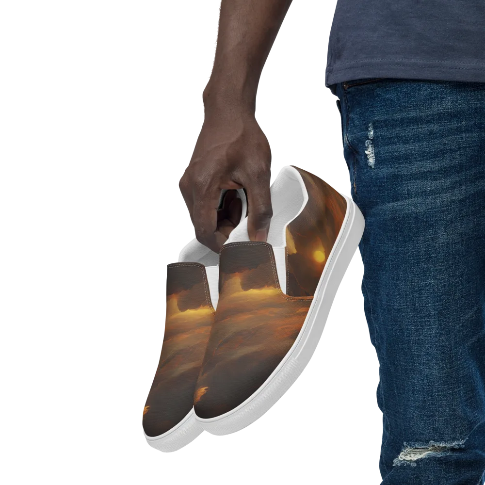 Sunset Shores on Men's Slip-On Canvas Shoes — Left Front