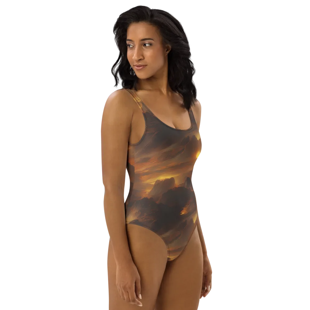 Sunset Shores on One-Piece Swimsuit — Right