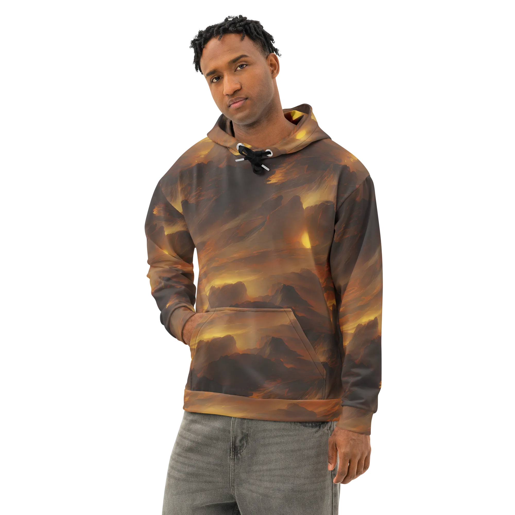 Sunset Shores on Cotton Hoodie — Left Front