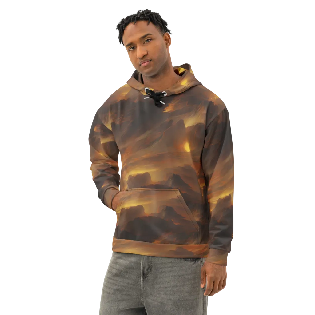 Sunset Shores on Cotton Hoodie — Left Front