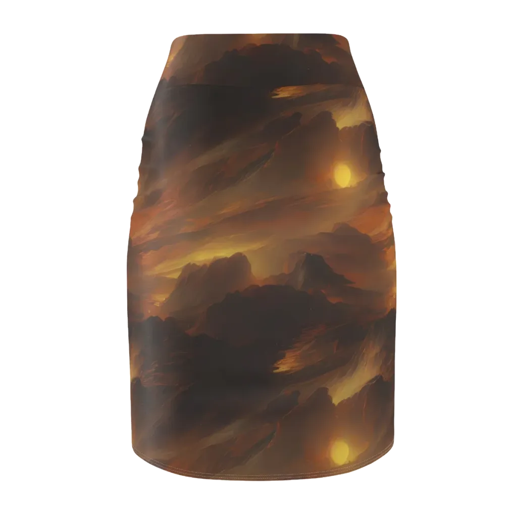 Sunset Shores on Pencil Skirt — Back
