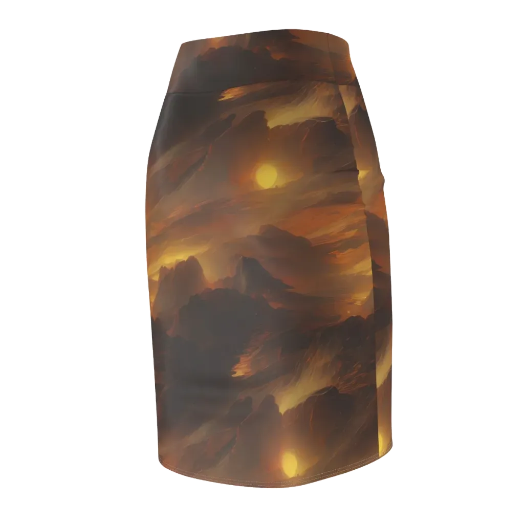 Sunset Shores on Pencil Skirt — Back Side