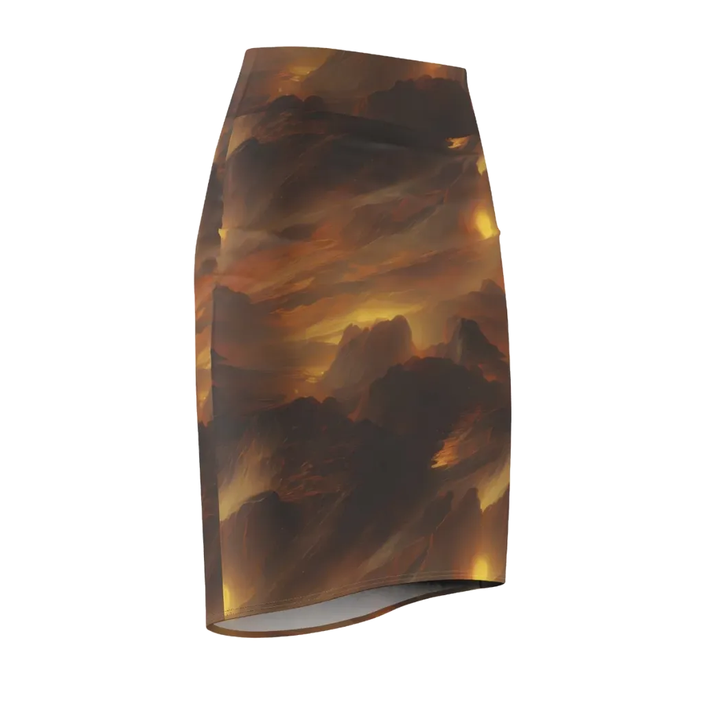 Sunset Shores on Pencil Skirt — Front Side