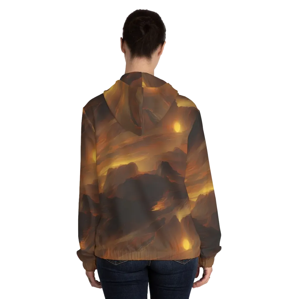 Sunset Shores on Women's Full-Zip Hoodie — Back On Person