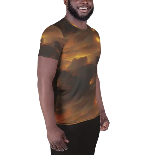 Sunset Shores on a Men's Athletic T-Shirt