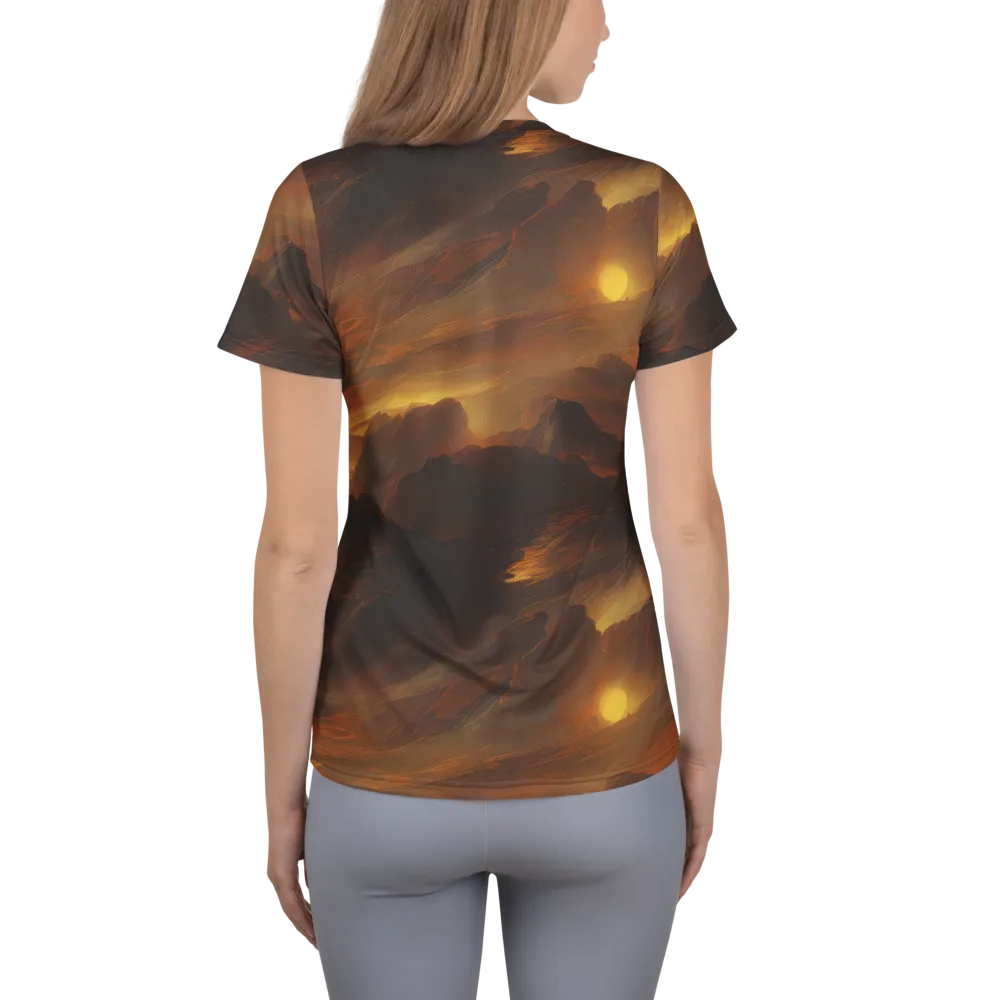 Sunset Shores on Women's Athletic T-Shirt — Back