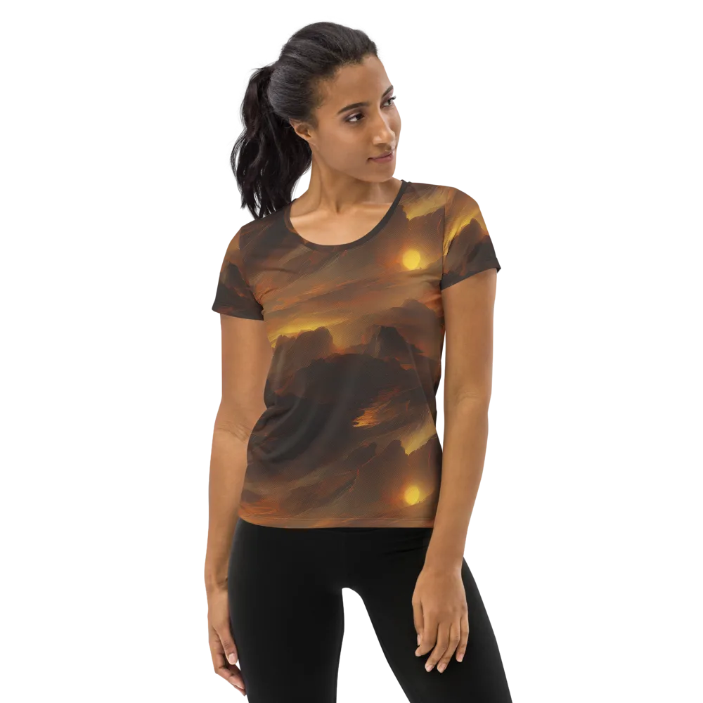 Sunset Shores on Women's Athletic T-Shirt — Front