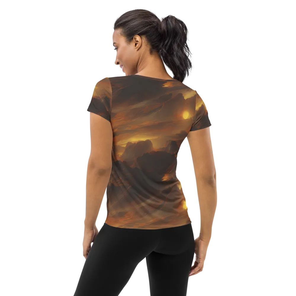 Sunset Shores on Women's Athletic T-Shirt — Back