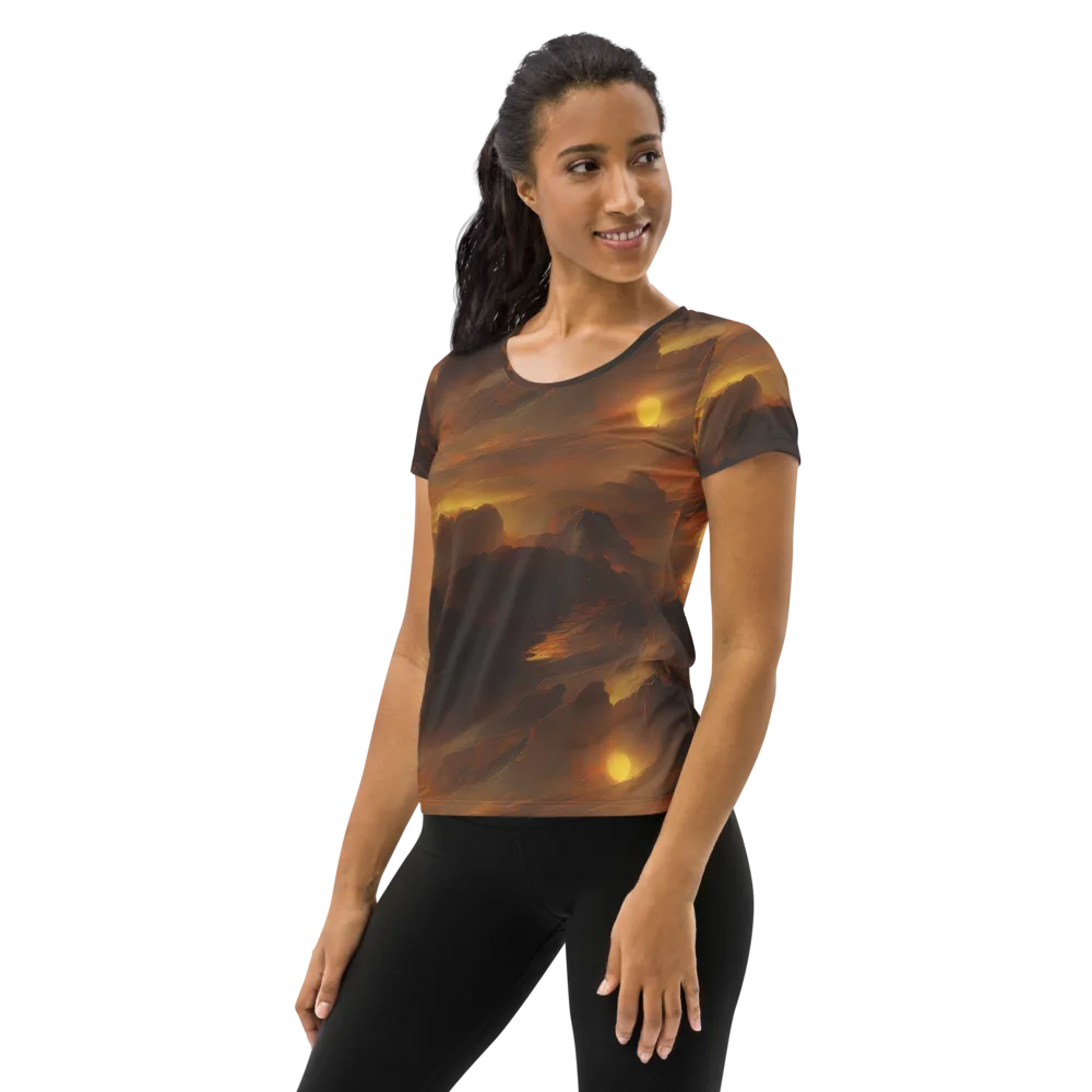 Sunset Shores on Women's Athletic T-Shirt — Left