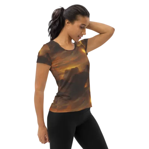 Sunset Shores on a Women's Athletic T-Shirt