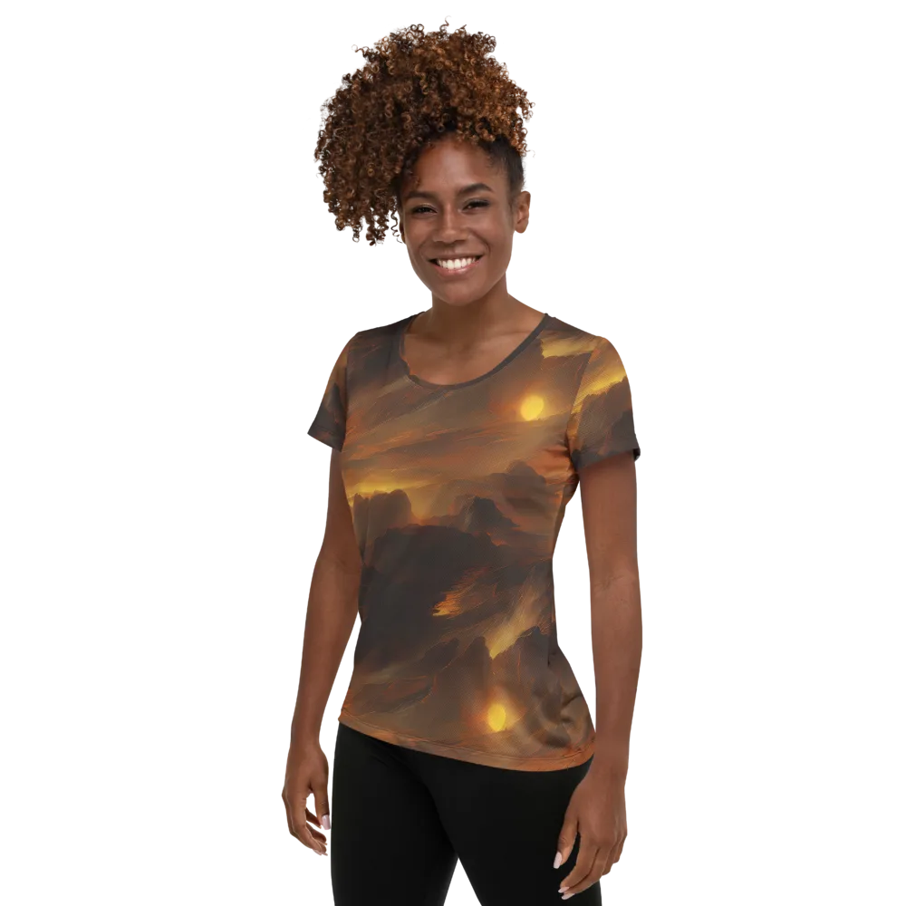 Sunset Shores on Women's Athletic T-Shirt — Left