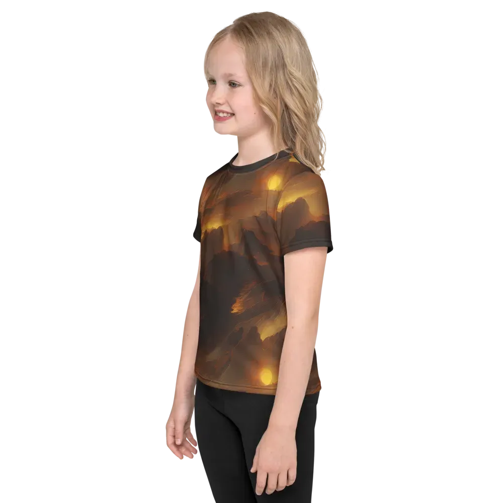 Sunset Shores on Kids Crew Neck T-Shirt — Left