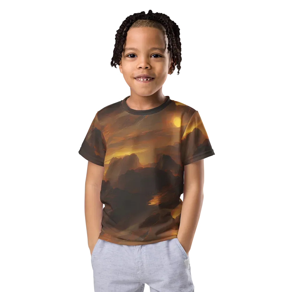 Sunset Shores on Kids Crew Neck T-Shirt — Front