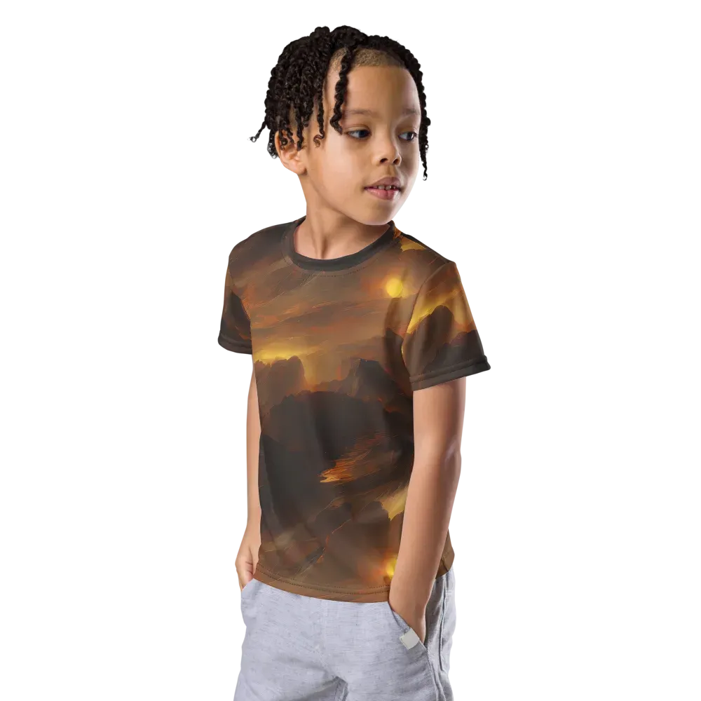 Sunset Shores on Kids Crew Neck T-Shirt — Left Front