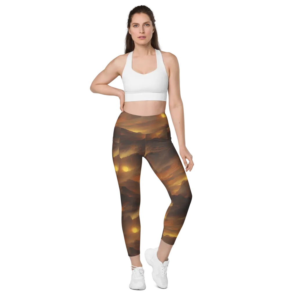 Sunset Shores on Leggings with Pockets — Front