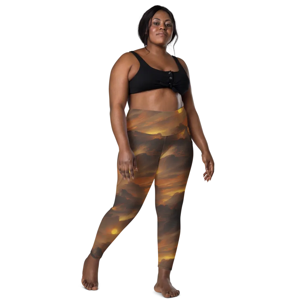 Sunset Shores on Leggings with Pockets — Front