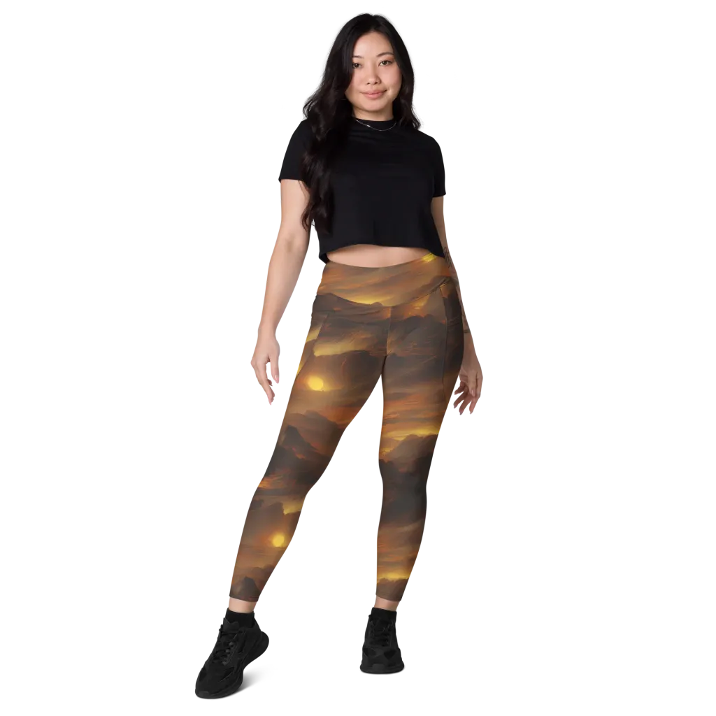 Sunset Shores on Leggings with Pockets — Front