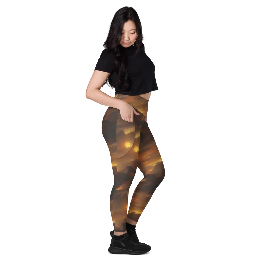 Sunset Shores on Leggings with Pockets — Right