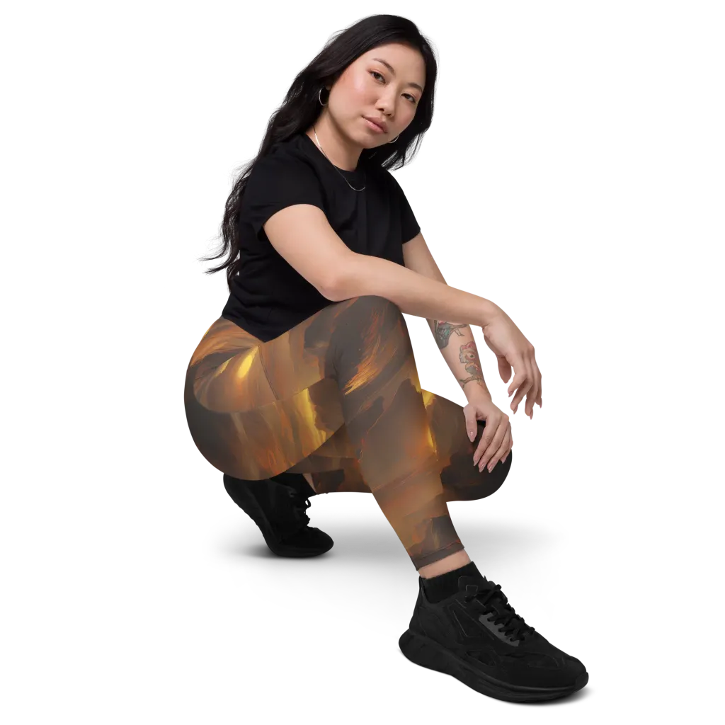 Sunset Shores on Leggings with Pockets — Right Front