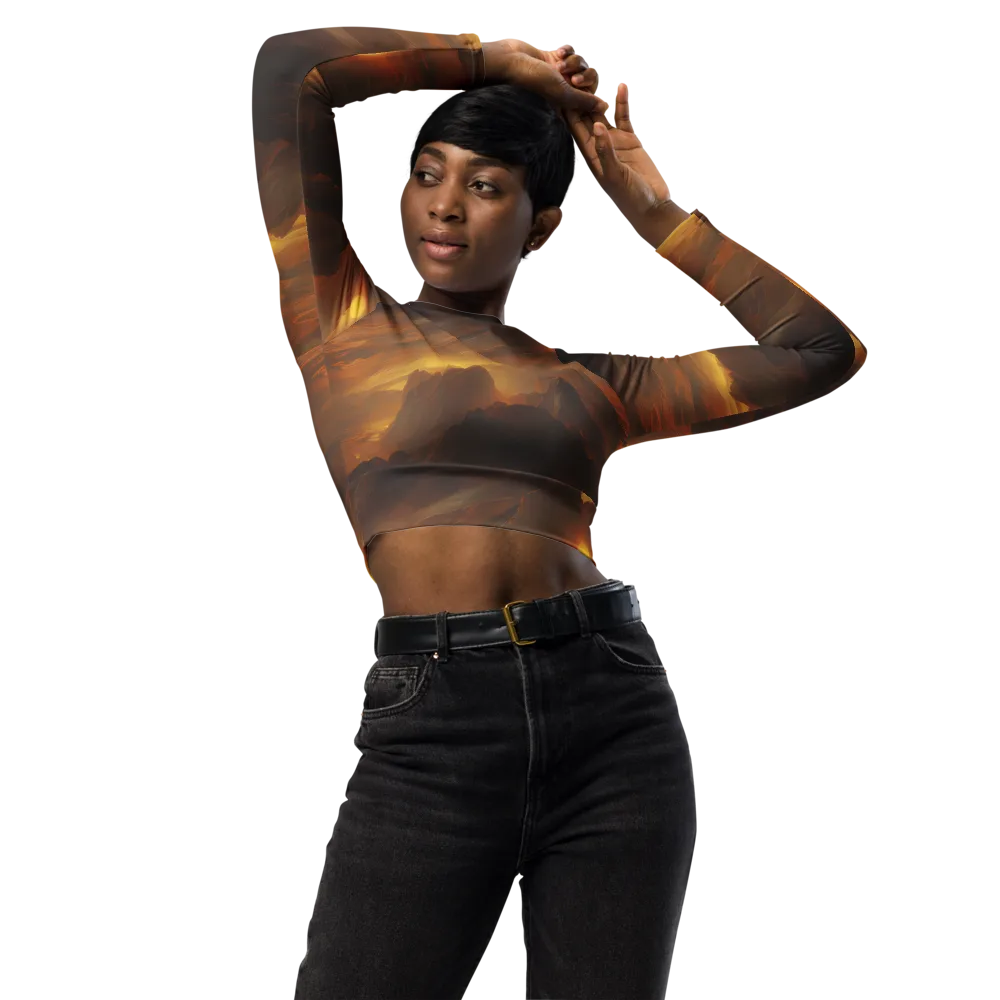 Sunset Shores on Long Sleeve Crop Top — Front