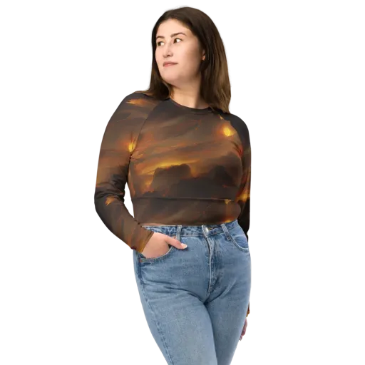 Sunset Shores on a Long Sleeve Crop Top