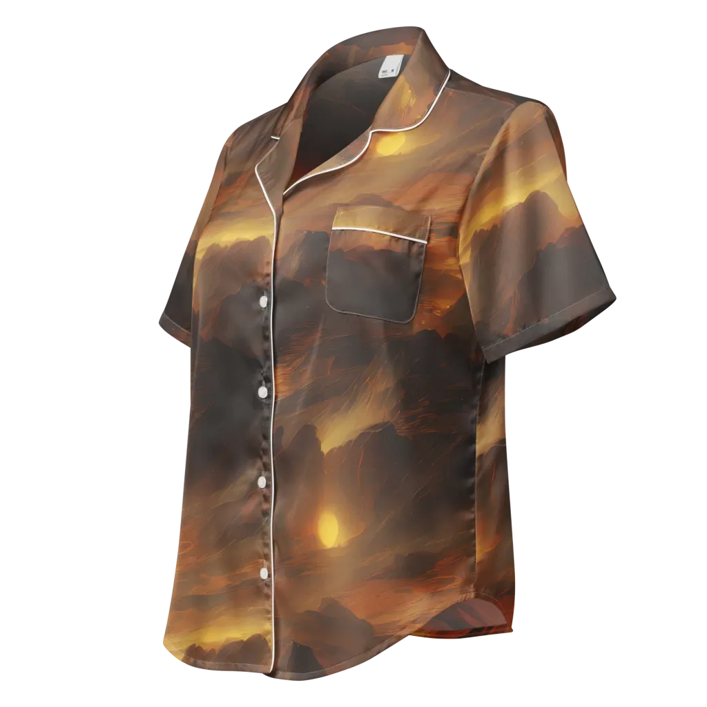 Sunset Shores on Women's Short Sleeve Pajama Top — Left Front