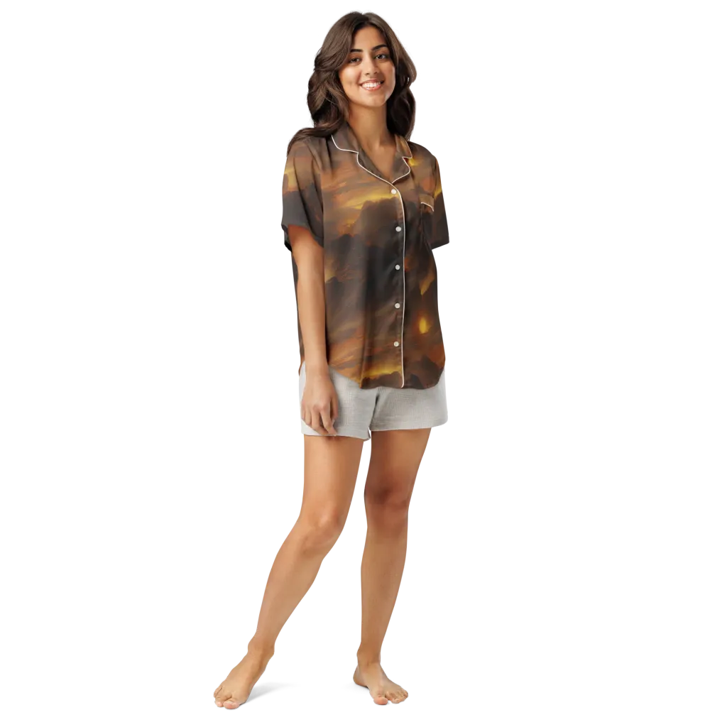 Sunset Shores on Women's Short Sleeve Pajama Top — Front