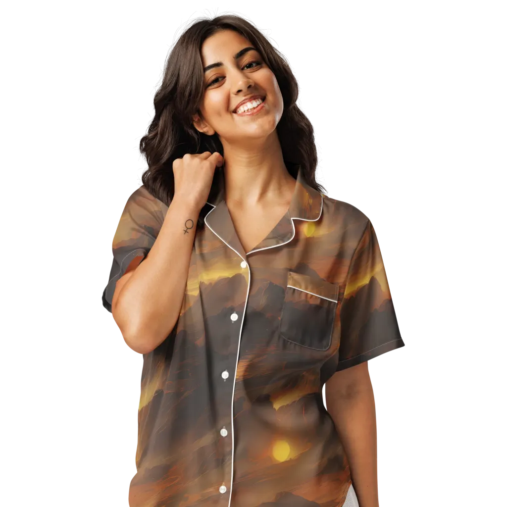 Sunset Shores on Women's Short Sleeve Pajama Top — Front