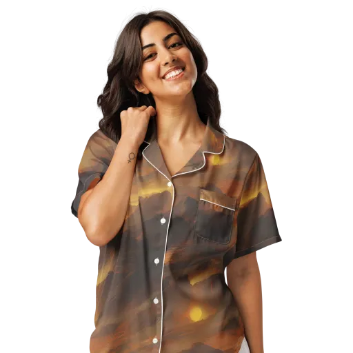 Sunset Shores on a Women's Short Sleeve Pajama Top