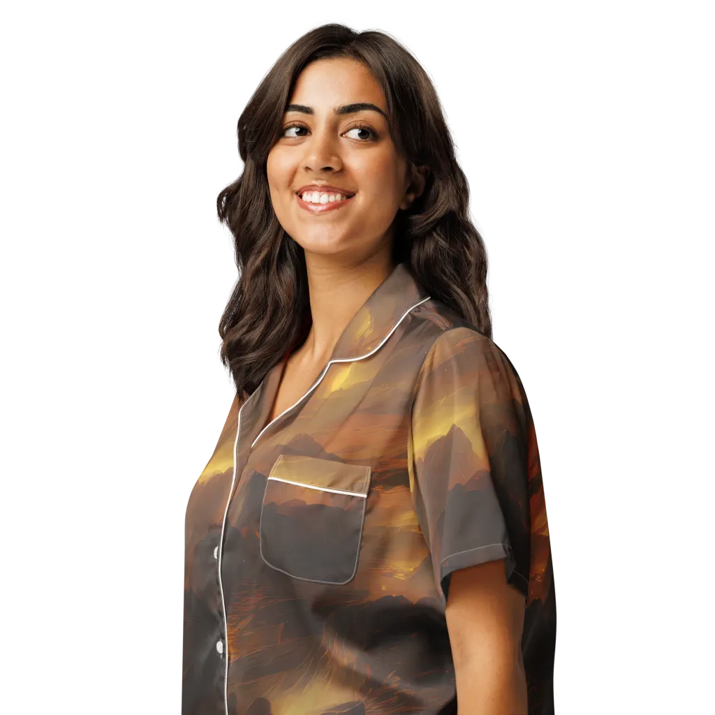 Sunset Shores on Women's Short Sleeve Pajama Top — Left Front