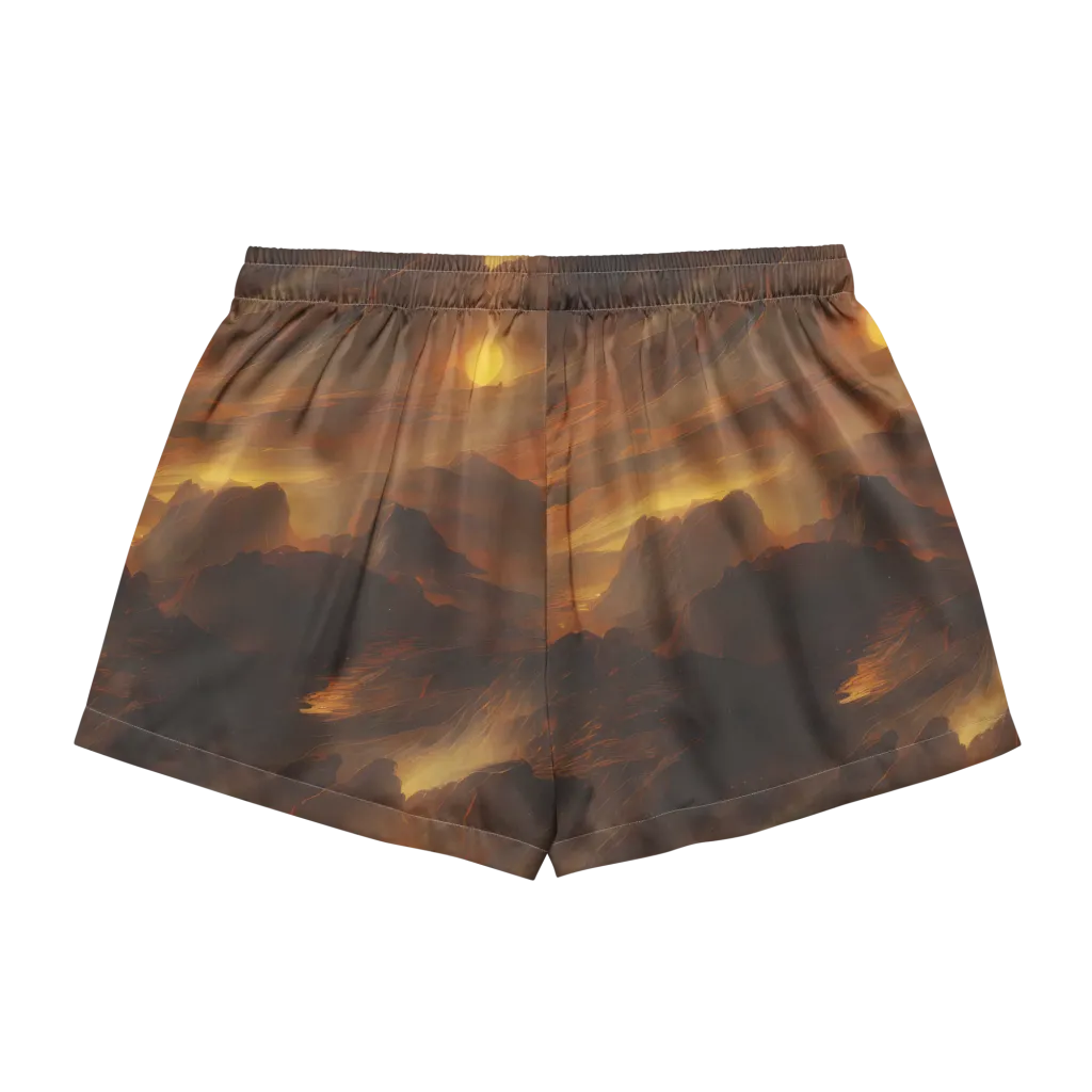 Sunset Shores on Women's Pajama Shorts — Back