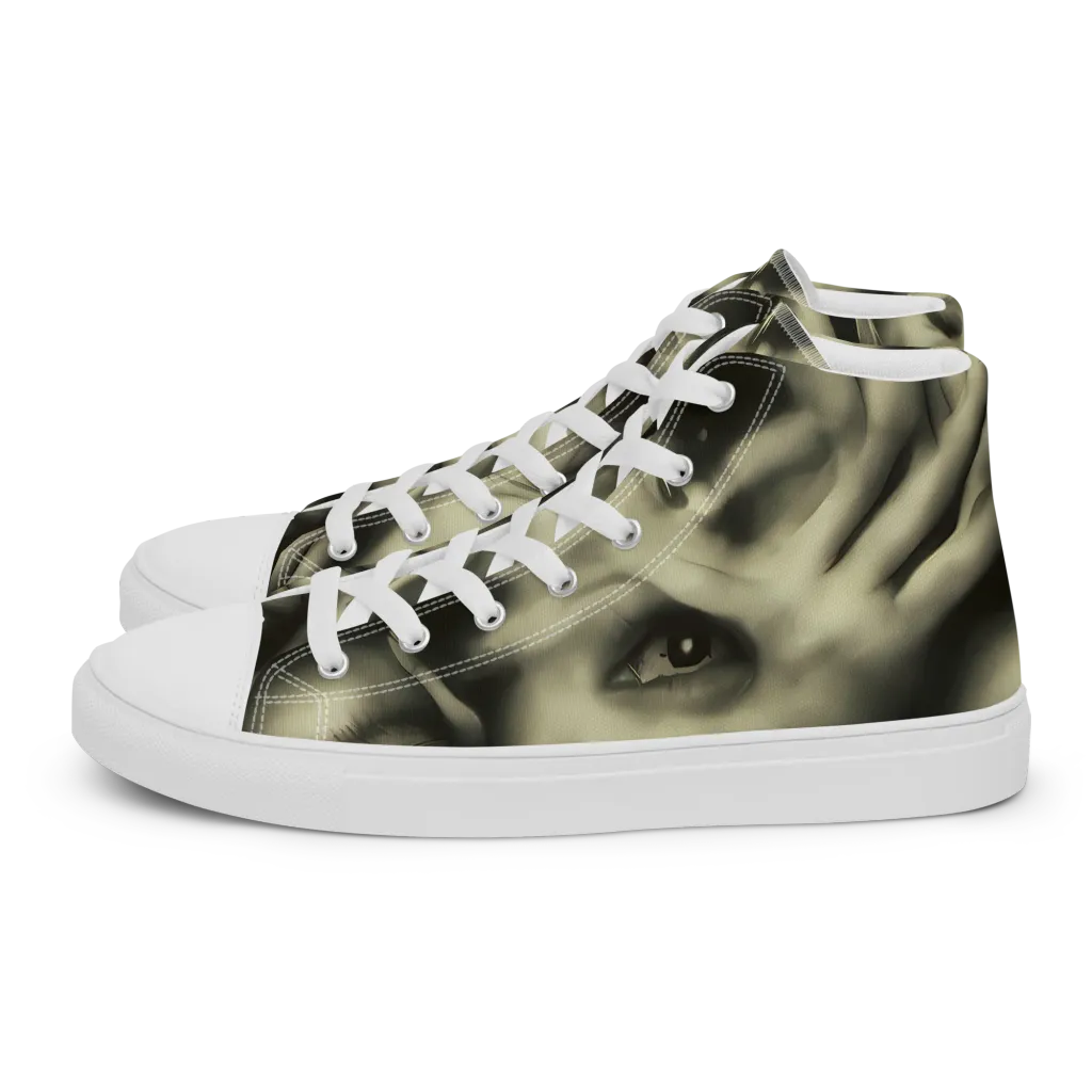 Newtonian Whisper on Men's High Top Canvas Shoes — Left