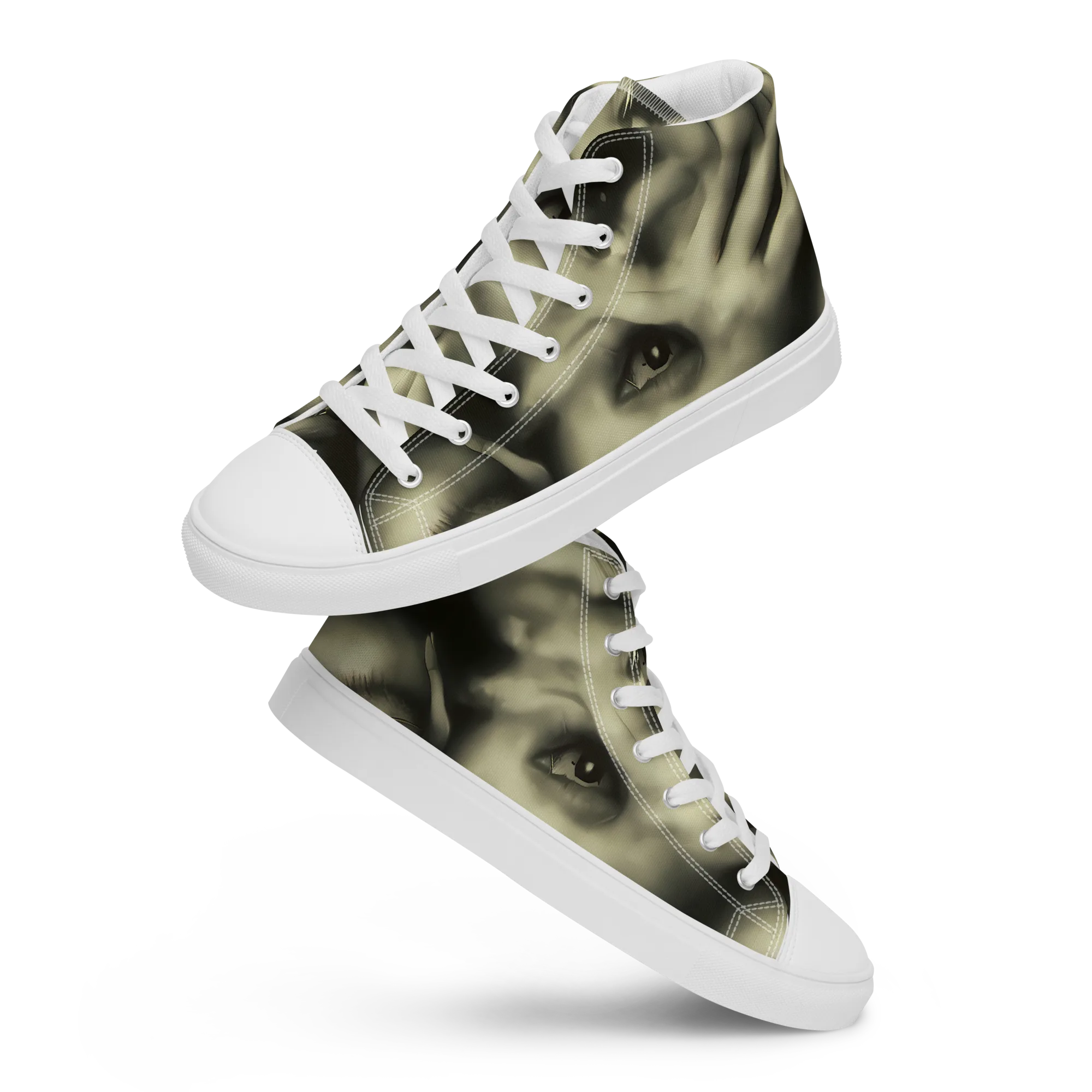 Newtonian Whisper on Men's High Top Canvas Shoes — Front