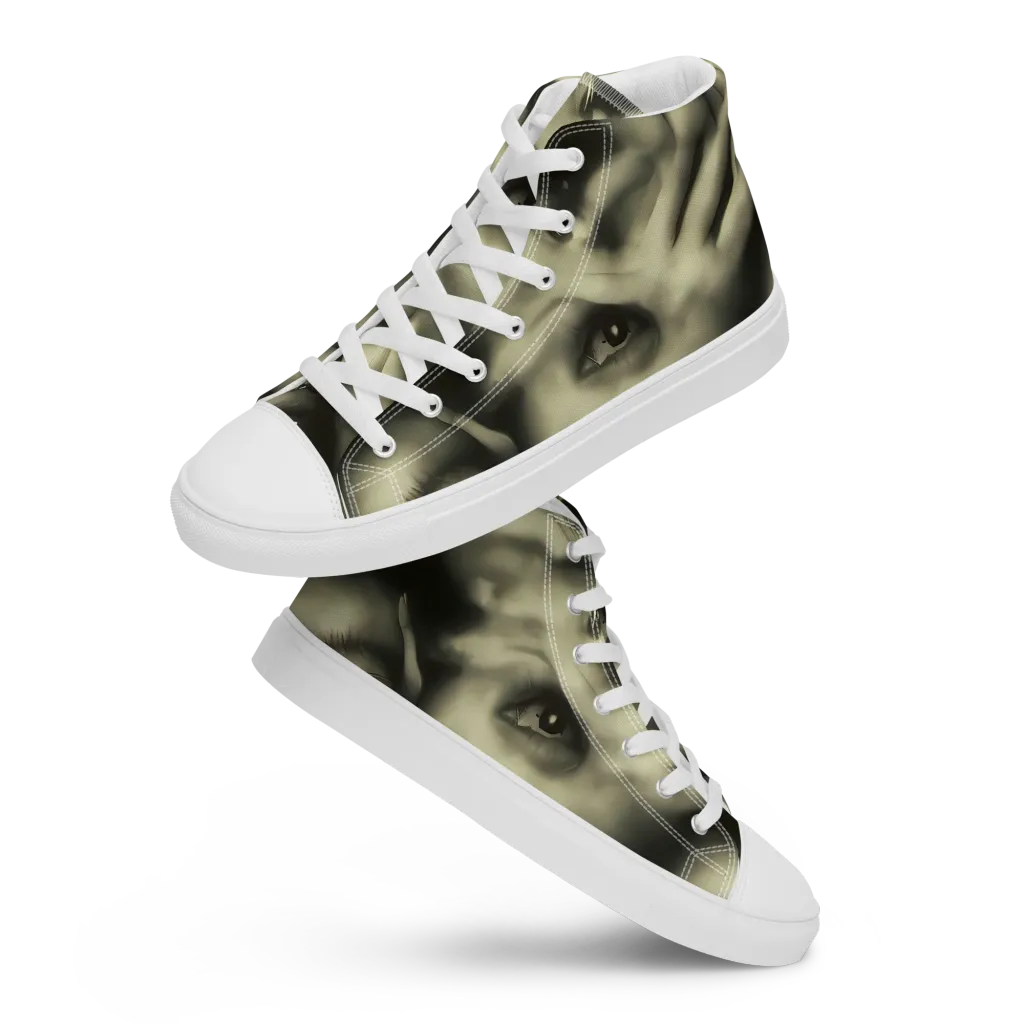 Newtonian Whisper on Men's High Top Canvas Shoes — Front