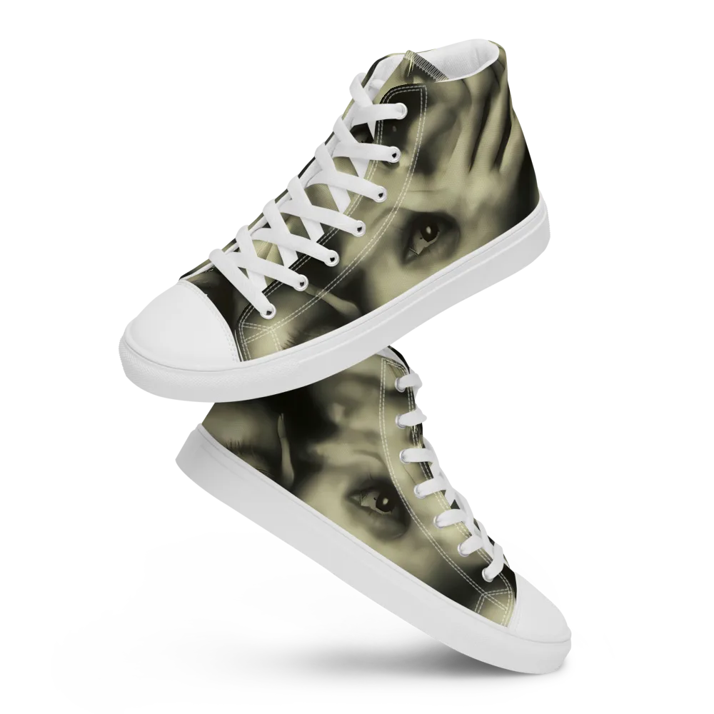 Newtonian Whisper on Women's High Top Canvas Shoes — Front