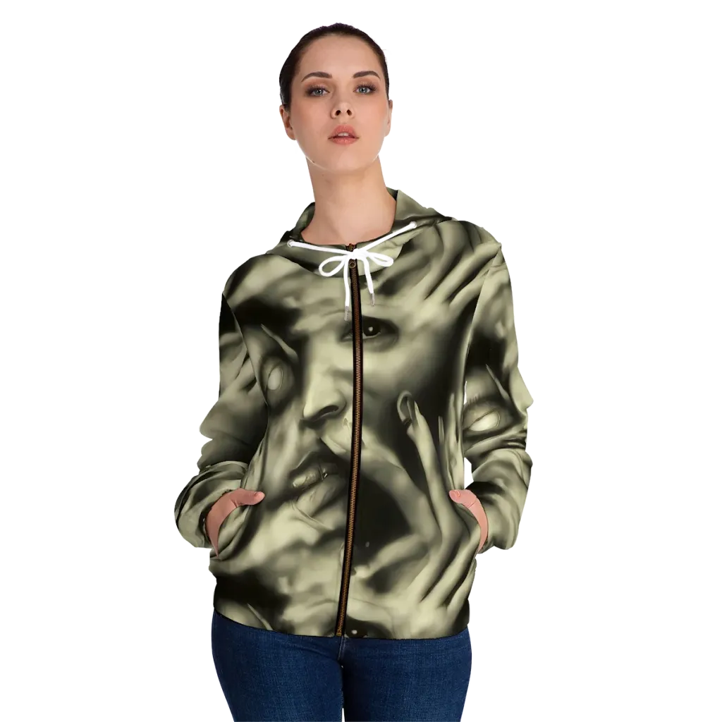 Newtonian Whisper on Women's Full-Zip Hoodie — Front On Person
