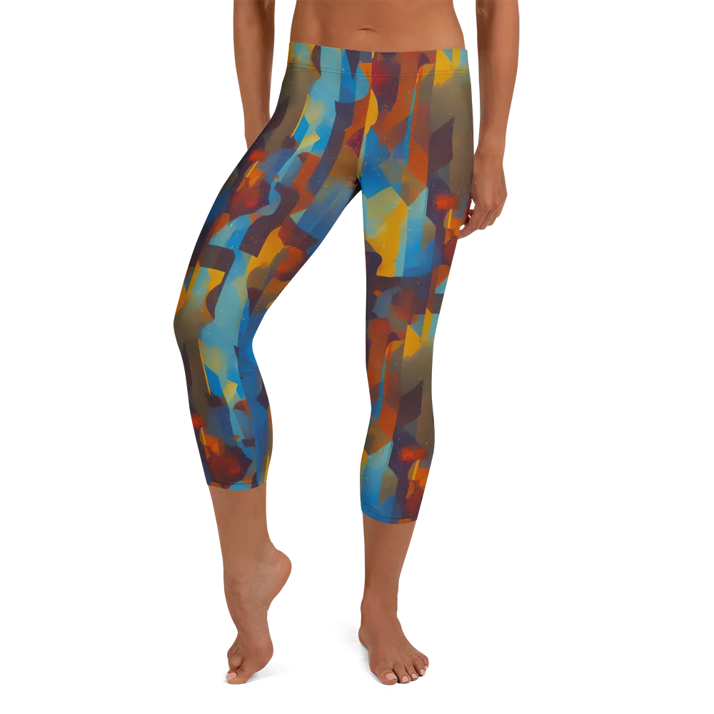 Cubist Dusk on Capri Leggings — Front