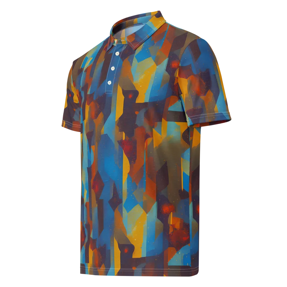 Cubist Dusk on Men's Slim Fit Polo Shirt — Left Front