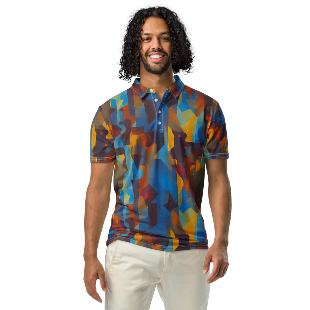 Cubist Dusk on Men's Slim Fit Polo Shirt — Front