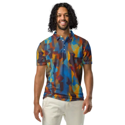 Cubist Dusk on a Men's Slim Fit Polo Shirt