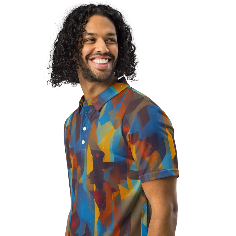 Cubist Dusk on Men's Slim Fit Polo Shirt — Left Front