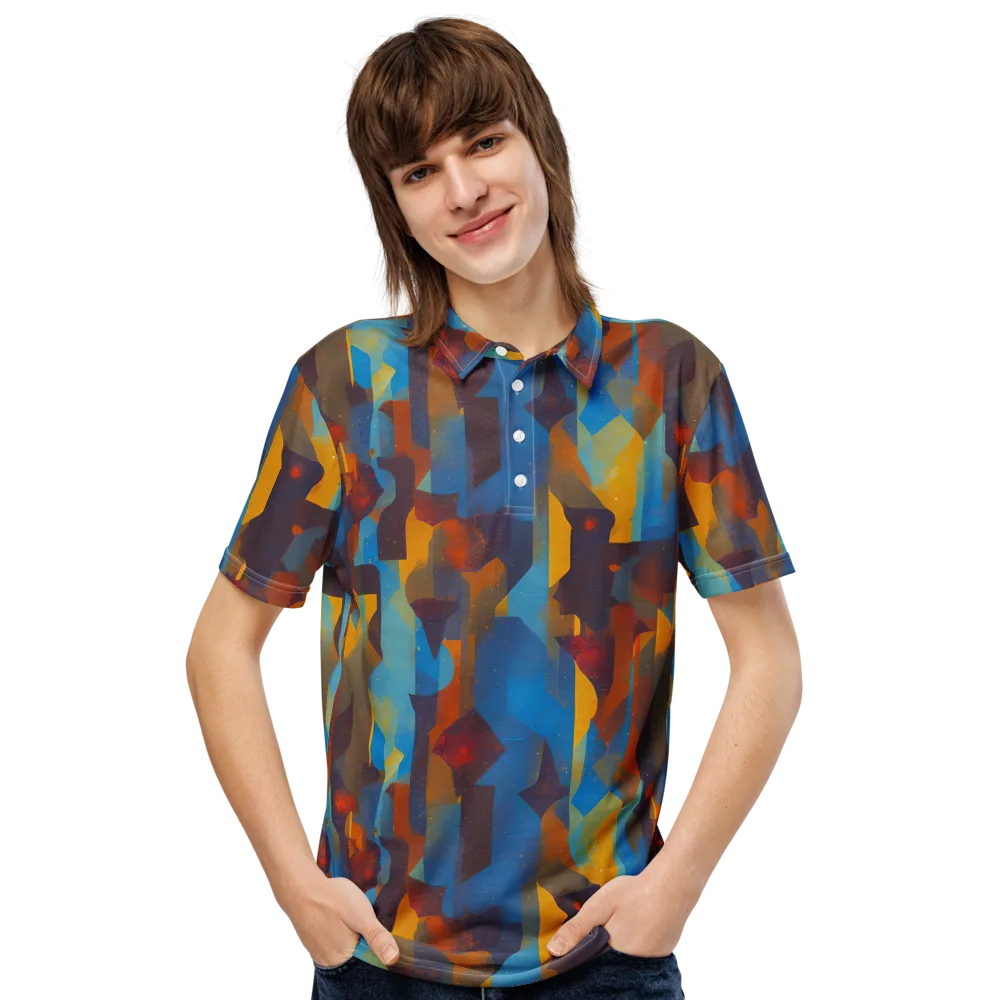 Cubist Dusk on Men's Slim Fit Polo Shirt — Front
