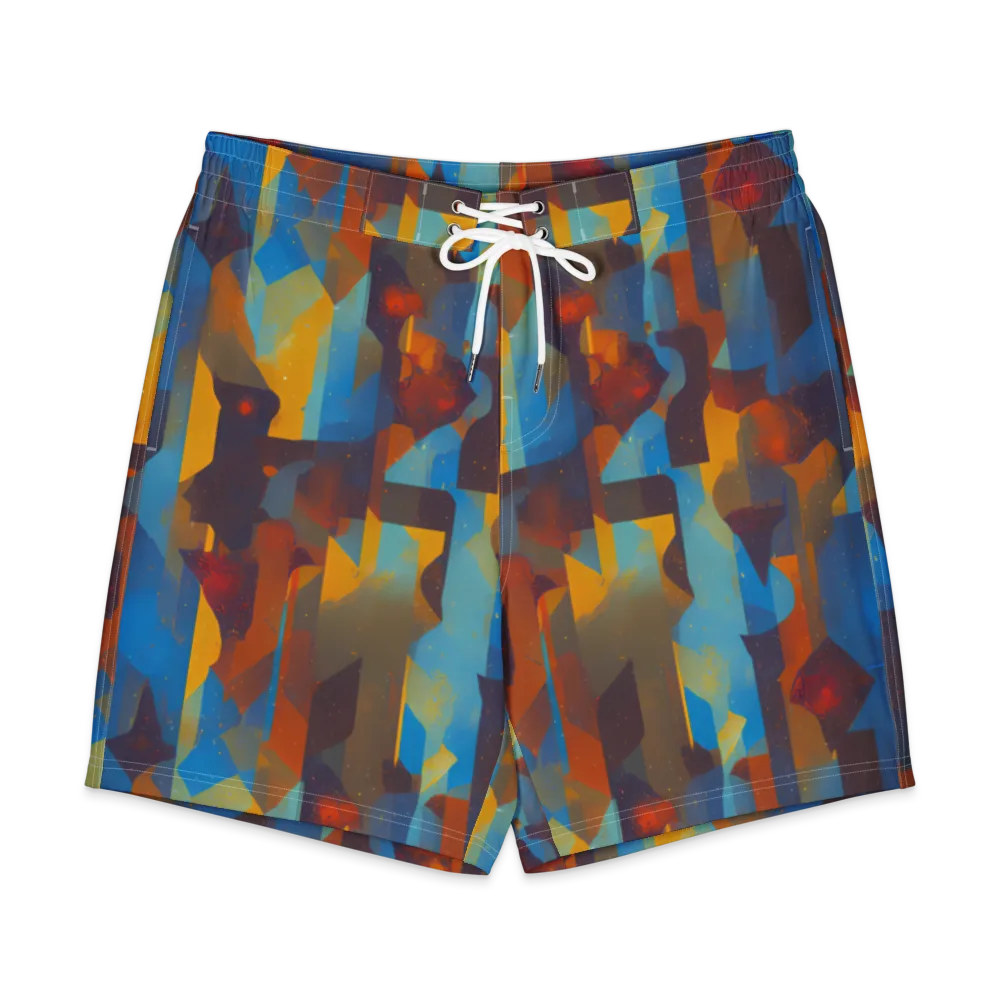 Cubist Dusk on Men's Board Shorts — Front