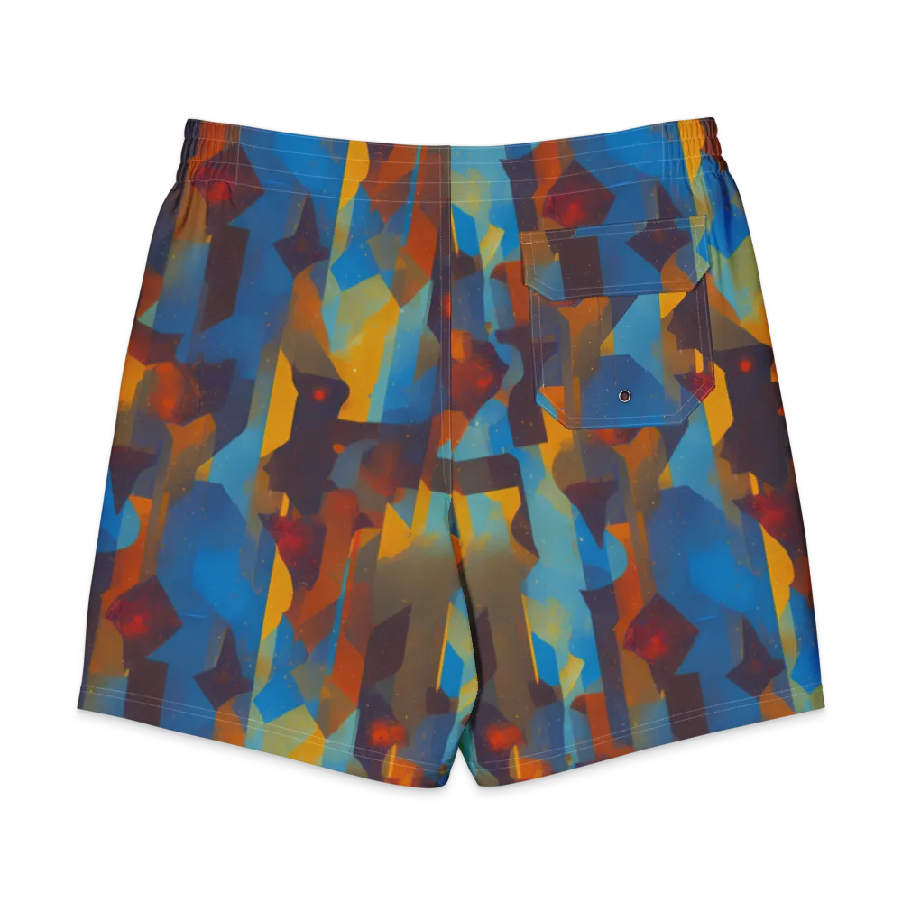 Cubist Dusk on Men's Board Shorts — Back